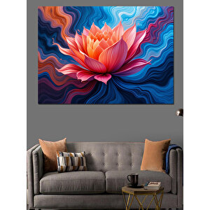 Soyut Lotus Deseni Dekoratif Kanvas - Mdf Ahşap Tablo 70x100 cm