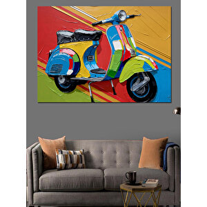 Renkli Vespa Ve Gölge Dekoratif Kanvas - Mdf Ahşap Tablo