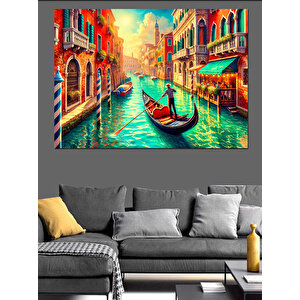 Venedik’te Gondol Keyfi Dekoratif Kanvas - Mdf Ahşap Tablo 35x50 cm