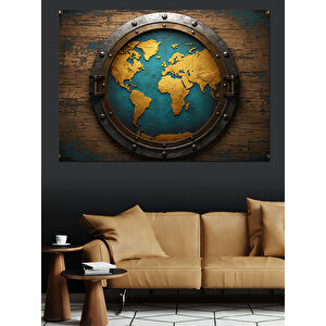 Eski Dünya Haritası Dekoratif Kanvas - Mdf Ahşap Tablo