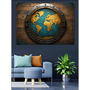 Eski Dünya Haritası Dekoratif Kanvas - Mdf Ahşap Tablo