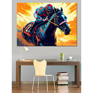 Hızlı Yarış Atı Dekoratif Kanvas - Mdf Ahşap Tablo 35x50 cm