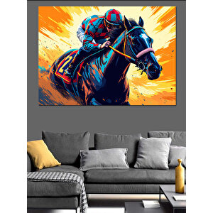 Hızlı Yarış Atı Dekoratif Kanvas - Mdf Ahşap Tablo
