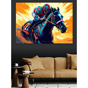 Hızlı Yarış Atı Dekoratif Kanvas - Mdf Ahşap Tablo