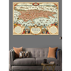 Antik Anadolu Haritası Deseni Dekoratif Kanvas - Mdf Ahşap Tablo