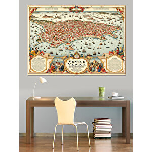 Antik Anadolu Haritası Deseni Dekoratif Kanvas - Mdf Ahşap Tablo