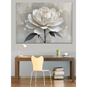 Beyaz Lotus Modern Kompozisyon Dekoratif Kanvas - Mdf Ahşap Tablo