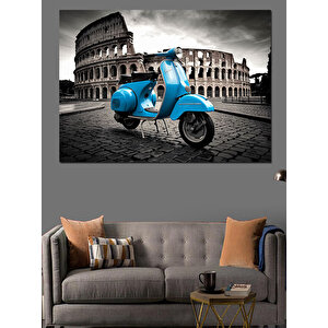 Roma’da Vespa Motoru Dekoratif Kanvas - Mdf Ahşap Tablo