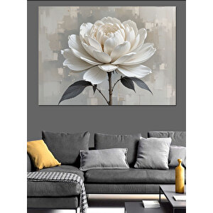 Beyaz Lotus Modern Kompozisyon Dekoratif Kanvas - Mdf Ahşap Tablo 100x140 cm