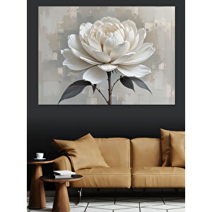 Beyaz Lotus Modern Kompozisyon Dekoratif Kanvas - Mdf Ahşap Tablo 100x140 cm