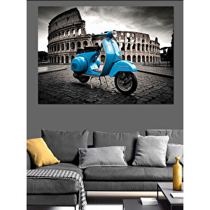 Roma’da Vespa Motoru Dekoratif Kanvas - Mdf Ahşap Tablo 50x70 cm