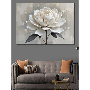 Beyaz Lotus Modern Kompozisyon Dekoratif Kanvas - Mdf Ahşap Tablo