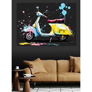 Renkli Pop Art Vespa Dekoratif Kanvas - Mdf Ahşap Tablo