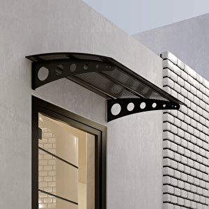 Pratik Metal Sundurma 120x100 Oval Serisi Kapı Üstü Sundurma Koruma Gölgelik Siyah - Bronz 120x100 cm