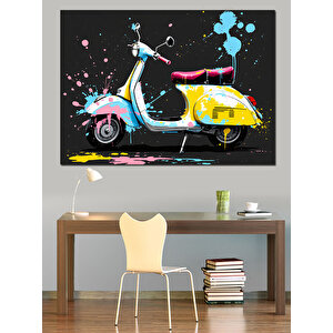 Renkli Pop Art Vespa Dekoratif Kanvas - Mdf Ahşap Tablo 50x70 cm