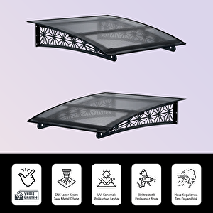 Pratik Metal Sundurma 250x100 Lotus Serisi Kapı Üstü Sundurma Koruma Gölgelik Antrasit - Şeffaf