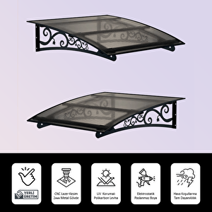 Pratik Metal Sundurma 270x100 Lale Serisi Kapı Üstü Sundurma Koruma Gölgelik Siyah - Bronz