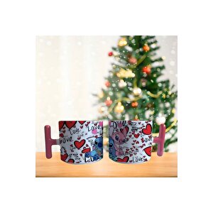 Stitch Ve Sevgilisi Porselen Fincan / Kupa -mug