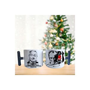 Atatürk  / Süleyman Seba / Siyah Beyaz Taraftar Porselen Fincan / Kupa -mug
