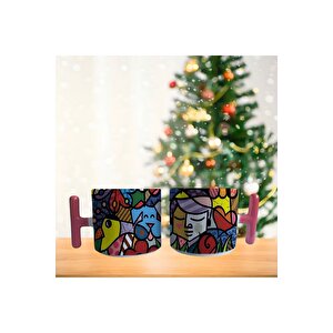 Soyut Tablo Figürleri Porselen Fincan / Kupa -mug