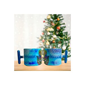 Nazar Boncuklu El Mandala Porselen Fincan / Kupa -mug