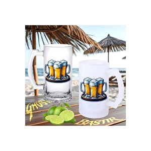 Bira Tepsisi Buzlu Ya Da Buzsuz Bira Bardağı