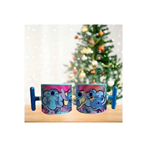 Stitch Rengarenk Porselen Fincan / Kupa -mug