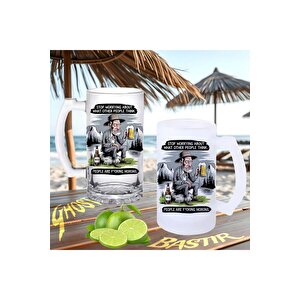 Filazof Sözlü Buzlu Ya Da Buzsuz Bira Bardağı