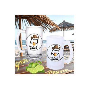 Kovboy Çizgi Adam Buzlu Ya Da Buzsuz Bira Bardağı