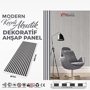 Keçeli̇ Dekorati̇f Akusti̇k Ahşap Panel – Taş Gri̇ 15x240 cm
