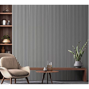 Keçeli̇ Dekorati̇f Akusti̇k Ahşap Panel – Taş Gri̇ 60x240 cm