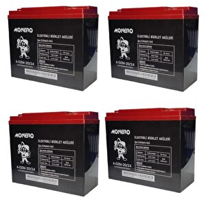 Monero 12v-20 Amper Di̇k  E-bike Akü 4'lü Paket 24 Amper Ebatlarında Ebatlar: 180 X 78 X 170mm