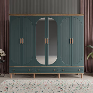 Soho 6 Kapak Yeşil Gardırop Tamamı Mdf