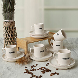 Deep Collection Mottolu Nordic Kahve Takımı 12 Parça 6 Kişilik 22650-55