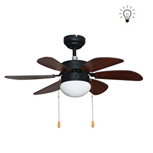 Vanti 60w 30 Inç Ahşap 6 Kanatlı Lambalı Avizeli İpli Tavan Vantilatörü Kcf280