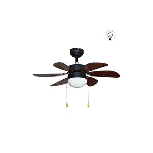 Vanti 60w 30 Inç Ahşap 6 Kanatlı Lambalı Avizeli İpli Tavan Vantilatörü Kcf280