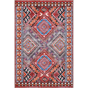 Beylerbeyi By 809 Kırmızı Vintage Halı Ev Oda Salon Halısı Yıkanabilir Eskitme Şönil Halı 120x180 cm