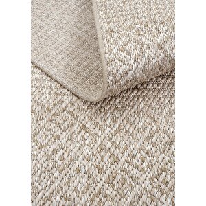 Cool Halı Smart 2005 Bej Kilim Halı Yıkanabilir İnce Kaymaz Taban Halı Dokuma Yazlık Balkon Kilimi