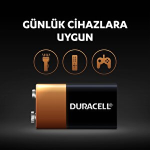 Duracell Alkalin 9v Pil, (6lr61 / Mn1604), 2'li Paket