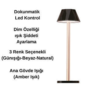 Dokunmatik Şarjlı Dekoratif Mellea Led Masa Lambası