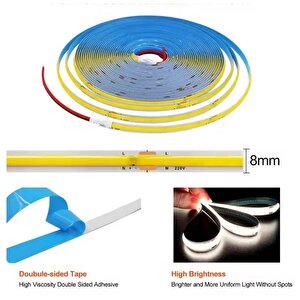 320 Ledli 12 Volt İç Mekan Cob Şerit Led (5 Metre Paket + Beyaz Işık)