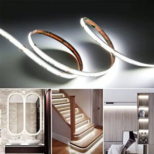 320 Ledli 12 Volt İç Mekan Cob Şerit Led (5 Metre Paket + Beyaz Işık)