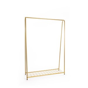 Raflı Metal Ayaklı Konfeksiyon Askılığı Gold Ayaklı Askılık Raflı Elbise Askılığı Kıyafet Askılığı Gold