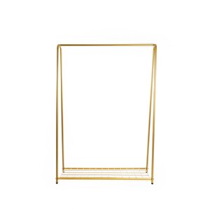 Raflı Metal Ayaklı Konfeksiyon Askılığı Gold Ayaklı Askılık Raflı Elbise Askılığı Kıyafet Askılığı