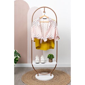 Apollon Metal Ayaklı Askılık Konfeksiyon Askılığı Gold Elbise Askılığı Kıyafet Askılığı Rose