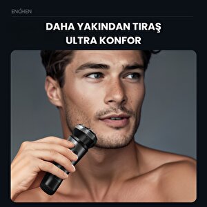 Enchen Blackstone Max Siyah Çift Yönlü Kavisli Bıçaklı Şarjlı Islak-kuru Tıraş Makinesi