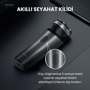 Enchen Blackstone Max Siyah Çift Yönlü Kavisli Bıçaklı Şarjlı Islak-kuru Tıraş Makinesi