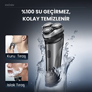 Enchen Blackstone Max Siyah Çift Yönlü Kavisli Bıçaklı Şarjlı Islak-kuru Tıraş Makinesi