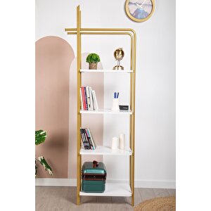 Ares Dekorati̇f Metal Mobi̇lya Gold 4 Katli Ki̇taplik