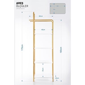 Ares Dekorati̇f Metal Mobi̇lya Gold 4 Katli Ki̇taplik